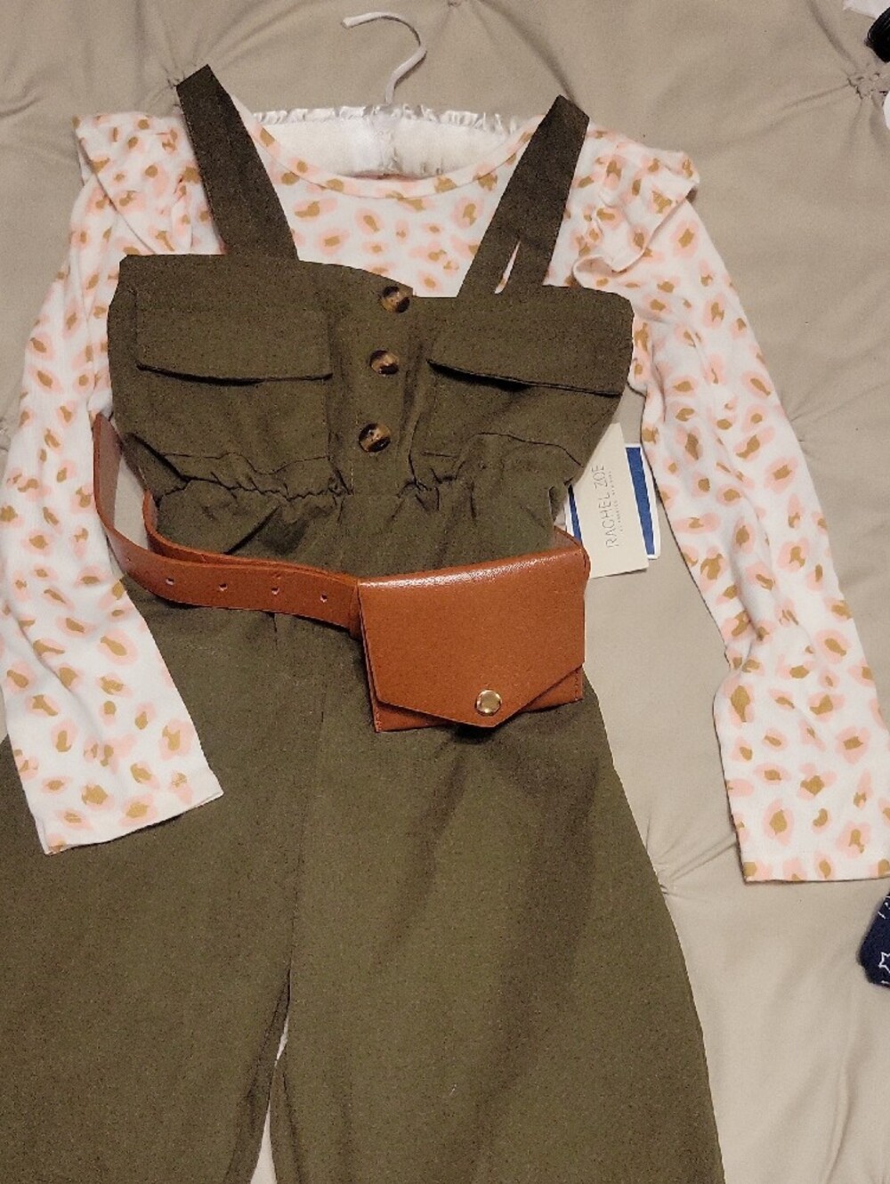 Schein Olive Green Utility Jumpsuit w/Belt Pouch matching Rachel Zoe Top